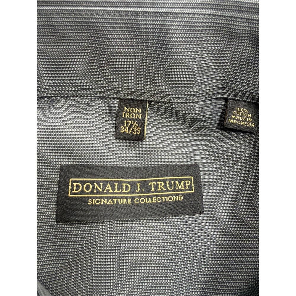 Donald J Trump Signature Collection Dress Shirt Mens 17.5 34/35 Gray Cotton New! - Picture 2 of 6
